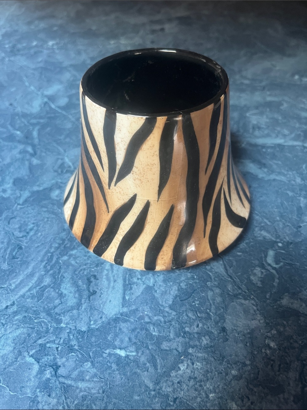 Zebra-Pattern Ceramic candle shade Tan and Black